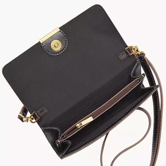 Fossil Black Jori Wallet Crossbody Bag Pebbled Leather Purse SHB3155001 NWT - Picture 4 of 9